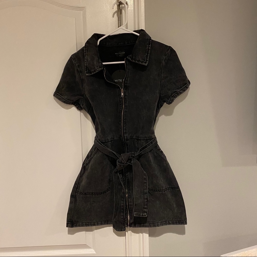 White fox black jean dress
